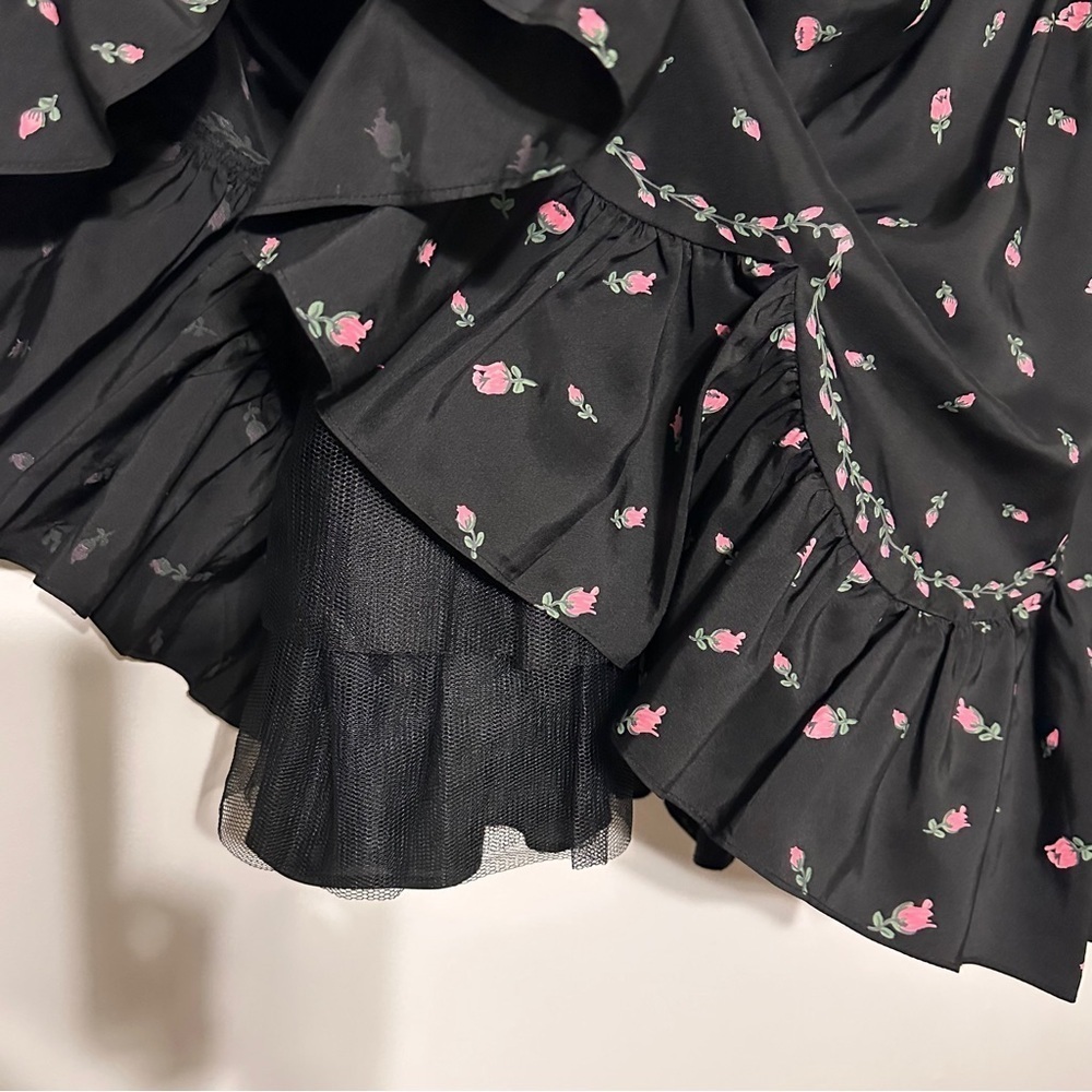 Betsey Johnson Rosebud Garden Tea Party Dress in Black Silk Mini Corset - Picture 4 of 7